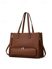 cheap Handbag &amp; Totes-Women's Faux Leather Tote Bag with Adjustable Shoulder Strap, Large Capacity, Waterproof, Multiple Colors - Perfect for Weekend Getaways and Daily Commute