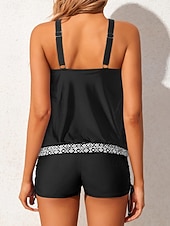 abordables Tankinis-Tankini de 2 piezas para mujer pantalones cortos control de abdomen talle alto espalda descubierta vacaciones ropa de playa color sólido gráfico cuello en U sin mangas