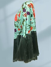 cheap Boho Tops-Women's Blouse Tassel Print Floral Active Stylish Long Sleeve Crew Neck Regular Tops Daily Holiday Going out Blue Yellow Summer Spring