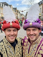 お買い得  アクセサリー-男性用カーニバルプリンススパンコールターバンキャップ | 多色、ポリエステル、羽根とパールアクセント付き | 仮装、ハロウィーン、祝祭のイベントに最適