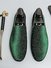 economico Scarpe da uomo-mocassini intrecciati verdi da uomo: scarpe slip-on alla moda con trama intrecciata, perfette per le feste di San Patrizio e le uscite informali