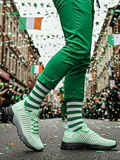billiga Herrskor-Ljusgröna herrskor i andningsbart mesh, lätta, halkfria terrängsneakers, bekväma träningsskor för promenader, jogging, gym och St. Patrick's Day-kläder
