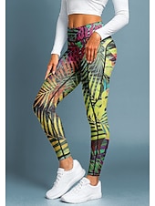 economico Leggings e collant da yoga-Per donna leggings da pilates Pantaloni fitness Leggings da palestra Tasche Bollo Tasche Laterali Pilates Palestra Allenamento in Palestra Pantaloni Collant Leggings Stampa Floreale Verde foresta
