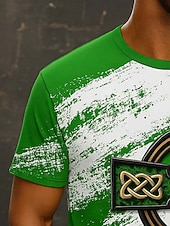 billiga Semester-St Patrick Herr Grafisk Kors T-shirt Kortärmad tröja T-shirt T-shirt T-tröja Kortärmad T-shirt 3D-tryck Rund hals Skjorta Dagligen Designer Ledigt Fest St Patricks Day Helgdag Vit Grön Sommar Vår
