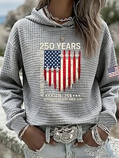  Ημέρα Ανεξαρτησίας Πατριωτικό Γυναικείο Πουλόβερ Χούδι Φούτερ Γραφικό Γράμμα Θερμό Καθημερινό Εκτύπωση Μακρύ Μανίκι Με Κουκούλα Κανονικά Τόπς Καθημερινά Εκτύπωση Μαύρο Λευκό Κόκκινο Γκρι Φθινόπωρο