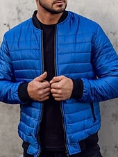 economico Piumini e parka da uomo-Per uomo Cappotto Invernale Giacca imbottita Tasca Poliestere Vacanza Abbigliamento quotidiano Data Regolare Moda Casual Confortevole Calore Termico Autunno &amp; Inverno Colore Solido / Tinta Unita Nero