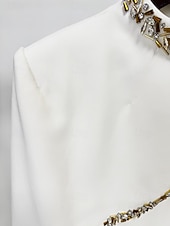  A-Linie bodenlang Formelles Kleid Abendkleid Abendkleid Elegant Vintage Langarm Hochkragen Hochzeit formell mit Kristallen Perlenstickerei