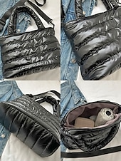 olcso Kézitáskák és bevásárlótáskák-női könnyű, steppelt, puffos, keresztpántos táska - többszínű, vízálló, párnázott kézitáska mindennapi ingázáshoz