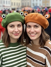 billiga Tillbehör-Söt djurbasker för kvinnor – ullfiltmössa med öron (räv, groda, rådjur) i flera färger för karneval, cosplay och maskeradfester
