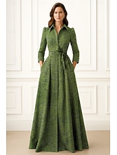 halpa Lattian pituus-A-Linjainen Lattiahihna Paitapuku Häidenvieras-puku Viralliset Puvut Äidin Puku Pitkähihaisella Laivakaula-aukolla Elegantti Virallinen Pitkiä Nauha  Nauha