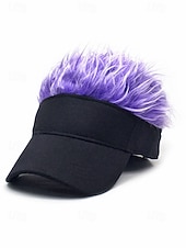 abordables Día de San Patricio-Sombrero de visera de poliéster para hombre con peluca sintética colorida, disponible en varios colores, perfecto para el Día de San Patricio, carnaval y ocasiones festivas.