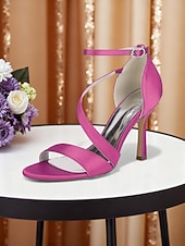 baratos noiva-Sandálias de noiva elegantes com tiras finas e salto agulha no tornozelo, sapatos de casamento de salto alto com bico aberto para noivas, salto minimalista branco para cerimônia.