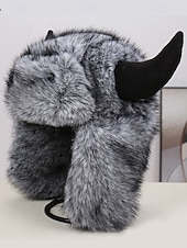 preiswerte Zubehör-Männliche warme Kunstpelzhorn Mardi Gras Hut | Multi-Farben Tier/Dämon Stil Bomber-Cap | Perfekt für Karneval Maskerade  Kostümpartys