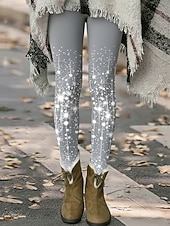 baratos -Mulheres Leggings Leggings aconchegantes Férias Casual Comprimento total Cintura Alta Gráfico Estampado Conforto Confortável Com Stretch Casual Diário Férias Preto Cinzento Outono Fino