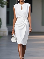 abordables Robe Simple-Femmes Mini Robe Robe fourreau Moderne Extérieur Sortir Week-end Coupe régulière Uni Sans manches Col ras du cou Noir Blanche Rouge Vert Été