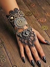 preiswerte Zubehör-Damenschuhe Mardi Gras Steampunk viktorianische Spitzen-Handschuhe ohne Finger - Legierungs-Uhren- und Zahnräder-Zubehör für Karneval  Halloween-Kostüm