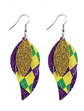 economico Accessori-WooHoo Orecchini di pelle da donna per Mardi Gras – Colorati luccicanti regolabili con design multi-stile – Perfetti per Carnevale e accessori per costumi da ballo mascherato