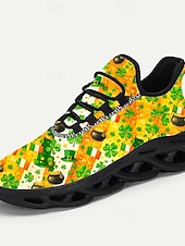  Pánské tenisky na Den svatého Patrika – zelený a květinový design s detaily trojlístku, ideální pro slavnostní oslavy