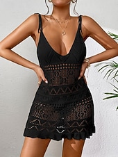 abordables Vestidos de playa-Mujer Bañadores Tapadera Vestido de Baño Traje de baño Cortado Vacaciones Ropa de playa Color sólido Escote en Pico Sin Mangas Trajes de baño