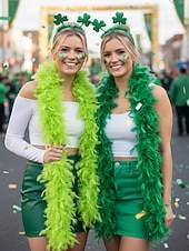  Dámské zelené péřové boa, měkký péřový materiál, ideální na Den svatého Patrika, karneval a slavnostní oslavy