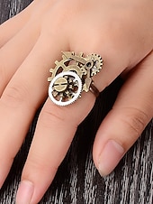 halpa Lisätarvikkeet-Naisten Mardi Gras steampunk antiikkiseosrataskäyttö ja kelloa käden sormus - monivärinen teollinen lisävaruste karnevaaleille ja pukeutumisjuhliin