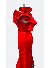 preiswerte Meerjungfrau Abendkleider-Meerjungfrauenschnitt Bodenlang Abiballkleider Abendkleid Ballkleid Festliche Kleidung Korsetts Sexy Ärmellos Ein-Schulter Formell Hochzeitsgast Taft mit Rüschen Schulterblume