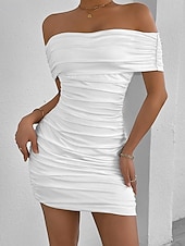 economico Vestito Semplice-Per donna Mini Abito Vestito da Festa Abito da Cocktail Tubino Moda Moderno Feste Cocktail party Vestibilità regolare Semplice Senza Maniche Senza Spalle Nero Bianco Giallo Rosso Estate