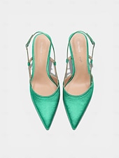  scarpe con tacco a spillo in raso verde da donna, décolleté a punta per la festa di San Patrizio