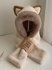 Недорогие Аксессуары-Женский шарф с капюшоном из искусственного меха – 2-в-1 шапка и шарф для ушей в нескольких цветах для карнавала зимнего косплея и костюмированных вечеринок