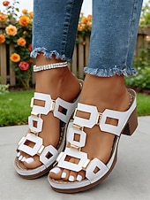 olcso Kényelmes szandálok-Női zöld blokk sarkú, hétköznapi szandál, tartást adó, párnázott talpbetéttel, stabil középsarkú kialakítással mindennapi viseletre, városi sétákra, utazásra és társasági eseményekre.