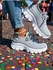 abordables Chaussures de femme-Baskets de course orange pour femmes tissu en mesh respirant chaussures de sport confortables et légères pour le carnaval le festival et les activités de plein air