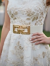 Недорогие День святого Валентина-Эластичный нейлоновый пояс для женщин с квадратной золотой пряжкой, доступен в нескольких цветах, идеально подходит как для повседневной носки, так и для торжественных случаев.