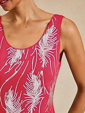  Naisten Paljetteja topit Twinsetti Paljetti Sulka Tyylikäs 3/4 hiha Pystykaulus Iltajuhlat Cocktail-asu Fuksia Kesä Kevät Syksy