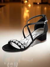 economico Madre della Sposa/Sposo-sandali da donna con tacco a blocco e strass color bordeaux - eleganti scarpe eleganti con cinturino alla caviglia per la mamma della sposa, matrimonio chic in città &amp;eventi serali formali