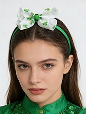  Женский набор из 3 повязок на голову с бантом в виде клевера ко Дню Святого Патрика, зеленый. &аксессуары для седых волос для вечеринки &парад