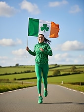 ieftine Pantofi de dama-Teniși verzi Flyknit pentru femei - pantofi casual confortabili cu design șireturi, ideali pentru evenimente de Ziua Sfântului Patrick, plimbări zilnice, comisioane în aer liber și întâlniri casual