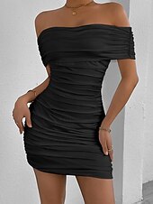 economico Vestito Semplice-Per donna Mini Abito Vestito da Festa Abito da Cocktail Tubino Moda Moderno Feste Cocktail party Vestibilità regolare Semplice Senza Maniche Senza Spalle Nero Bianco Giallo Rosso Estate