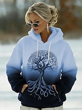 economico Arte &amp; Design Tops-Per donna Felpa con cappuccio Grafico Geometrico Casual Manica Lunga Con Cappuccio Top Regolari Casuale Streetwear Abbigliamento Quotidiano Blu Nero Bianco Viola Verde Primavera Inverno