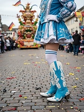 voordelige Damesschoenen-Dames Mardi Gras Rode Cowboylaarzen met Nieten - Festivalstijl Westernlaarzen Ideaal voor Carnaval Parades Kostuumfeesten Straat Festivals  Themed Vieringen