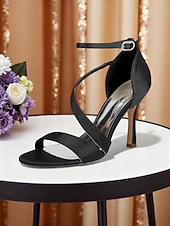 baratos noiva-Sandálias de noiva elegantes com tiras finas e salto agulha no tornozelo, sapatos de casamento de salto alto com bico aberto para noivas, salto minimalista branco para cerimônia.