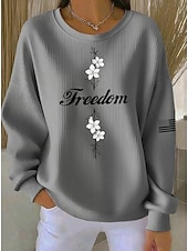abordables Humor y Citas Sudaderas-Mujer Pullover Estampado Graphic Letra Cálido Clásico Casual Manga Larga Cuello Barco Tops regulares Casual Hogar Calle Azul Piscina Amarillo Claro Rosa Claro Bleu Ciel Negro Primavera Otoño