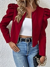 economico giacche casual-Per donna Giacca Casual Confortevole Traspirante Cerniera Casual Tinta unica Vacanza Streetwear Abbigliamento quotidiano Uscire Cerniera Corto Girocollo Vestibilità regolare Manica Lunga Capispalla