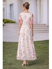 abordables Longitud a la altura del tobillo-Corte A Vestidos Hasta el Suelo Hasta el Tobillo Bordado con cuentas Vestido de Fiesta Vestido Cóctel Vestido de Madrina Manga Corta Escote en Pico Elegante Vintage Formal Encaje Tul con Cuentas
