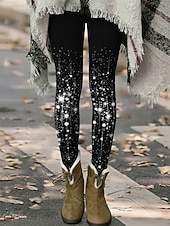baratos -Mulheres Leggings Leggings aconchegantes Férias Casual Comprimento total Cintura Alta Gráfico Estampado Conforto Confortável Com Stretch Casual Diário Férias Preto Cinzento Outono Fino