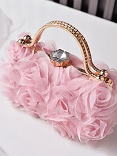 cheap Wedding Accessories-Women's Floral Evening Clutch Bag with Chain Shoulder Strap, Elegant Rose Appliqué Design, Multi-Color Formal Handbag for Weddings, Evening Parties &amp; Banquets
