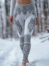 ieftine Imprimare viking-Pentru femei Jambiere Vacanță Epocă Stilul etnic Lungime totală Talie Înaltă Grafic Animal Abstract Imprimare 3D Uscare rapidă Respirabilitate Απαλό Înaltă Elasticitate Negru Alb Roz Maro Var