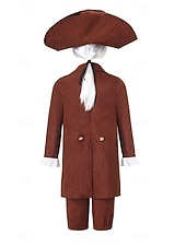 voordelige Outfits-250e jubileum VS Rococo Barok Outfits Lange Mouwen George Washington Koloniaal Onafhankelijkheidsoorlog Kostuum Jongens Carnaval Independence Day 4 juli Kinderen Jas Broeken Kraag