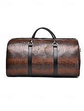 economico Borsoni da viaggio-Borsa da weekend da uomo in similpelle con motivo coccodrillo, tracolla regolabile, grande capacità, impermeabile, perfetta per gite del fine settimana e brevi viaggi di lavoro