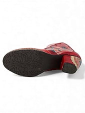 Χαμηλού Κόστους Γυναικεία παπούτσια-Γυναικεία Καρναβαλικά Μπότες Μπλέ Mardi Gras με Μπλοκ Τακούνι - Ποιότητα Δερμάτινη δέρμα Κεντημένο Vintage Λαογραφικό Στυλ Υποστηρικτικά Τακούνια για Παρελάσεις Κοστούμια Καθημερινή Χρήση και