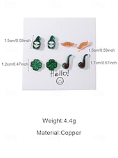  女性用アクリル製聖パトリックの日のイヤリングセット。楽しいレプラコーン、ビールジョッキ、クローバーのデザイン。聖パトリックの日、カーニバル、普段使いに最適です。
